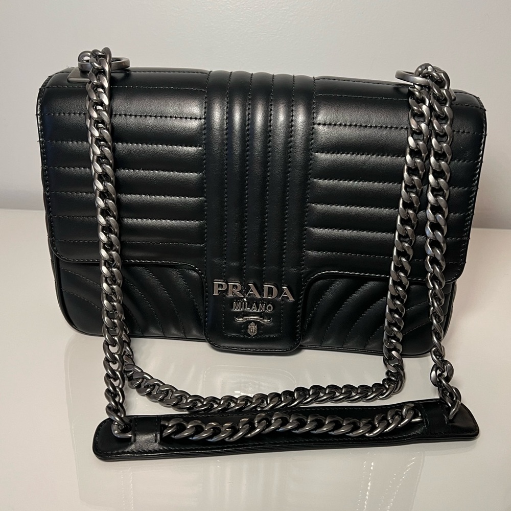 Prada Diagramme Leather Shoulder Bag Crossbody